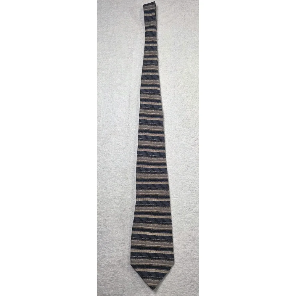 Vintage Superba Loosen Up Silk Tie Blue Taupe Stripe Pattern Classic Business...